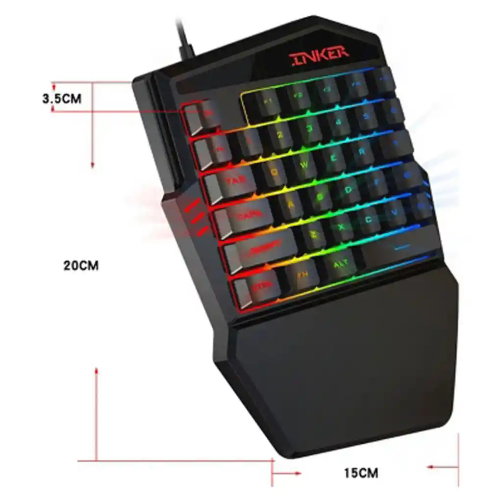 Teclado Gamer Una Mano 35 Teclas G92 Retroiluminado Membrana