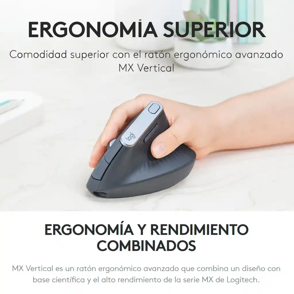 Logitech Mouse Ergonomico Avanzadomx Vertical, Recargable