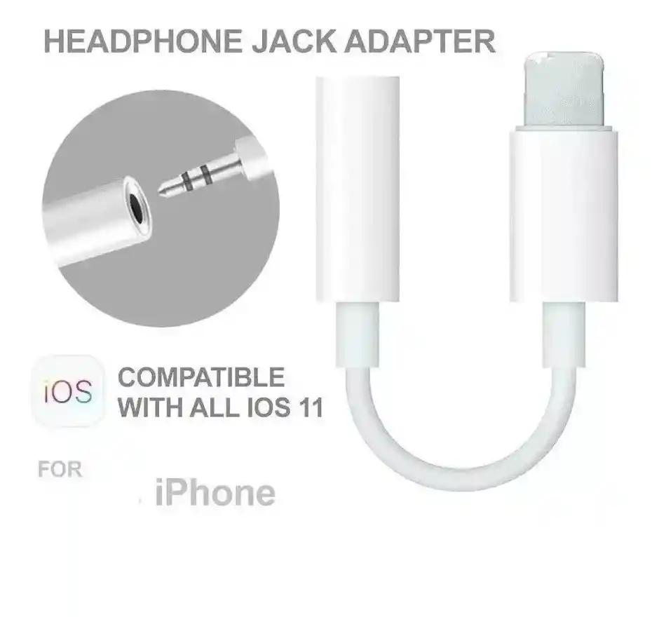 iPhone Convertidor Plug 3.5Mm Para6 7 8 10X Audifono Adaptador