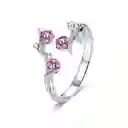 Anillo Ajustable Para Mujer Flor Circones Fabricado En Plata 925