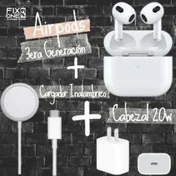 Airpods 3era Generacion + Cabezal + Cargador Inalambrico