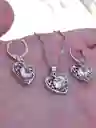 Juego Joyeria De Plata 925, Aretes Con Cadena Y Dije (jcd297)