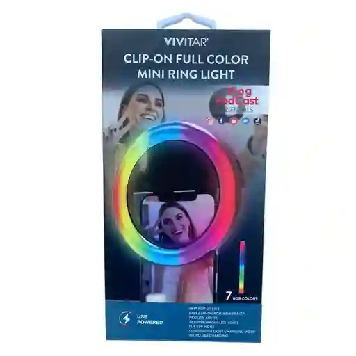 Mini Aro De Luz Celular O Portátil, Recargable 7 Colores Rgb