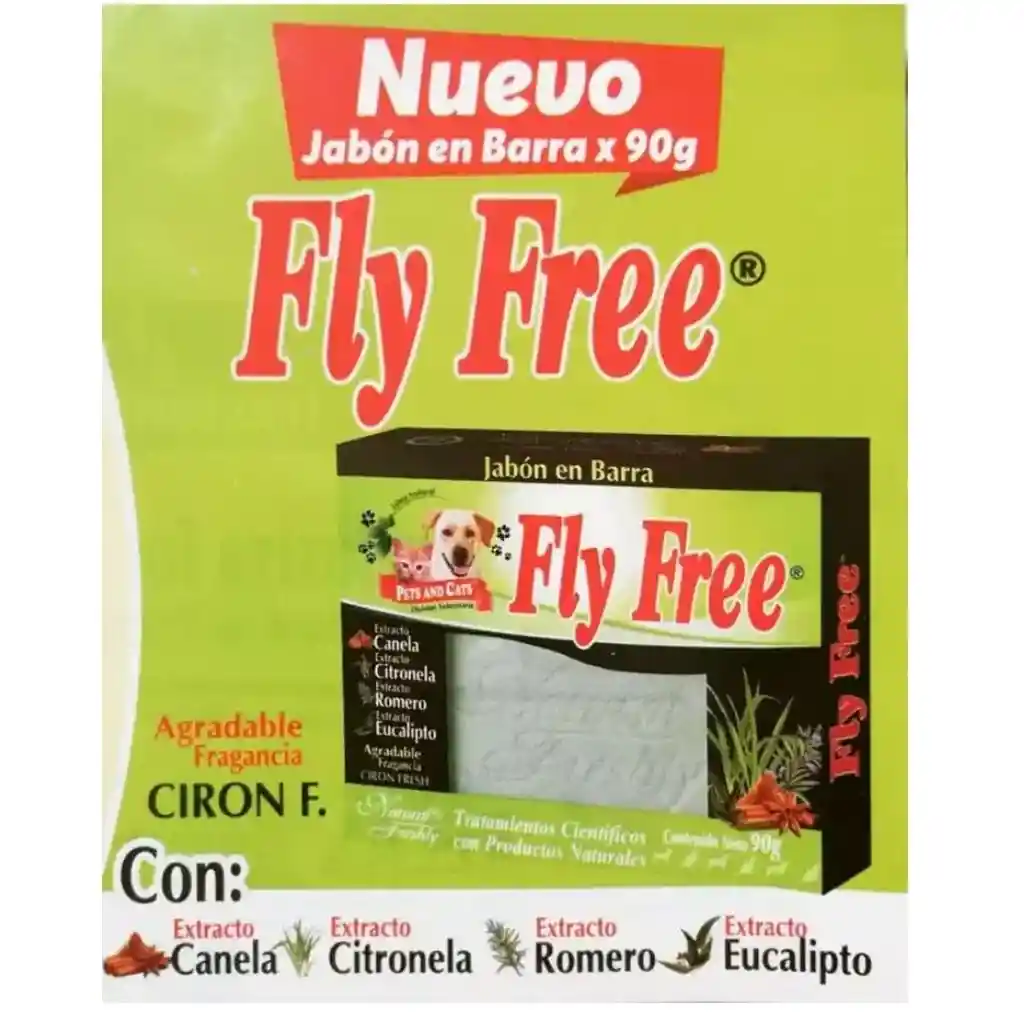 Natural Jabon Fly Freefreshly - Perros Y Gatos 90 Gr