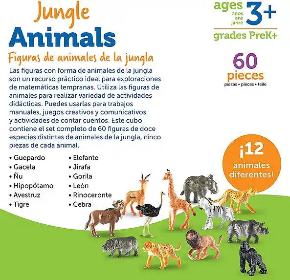 Figuras Animales De La Selva Niños León Jirafa Elefante Mico