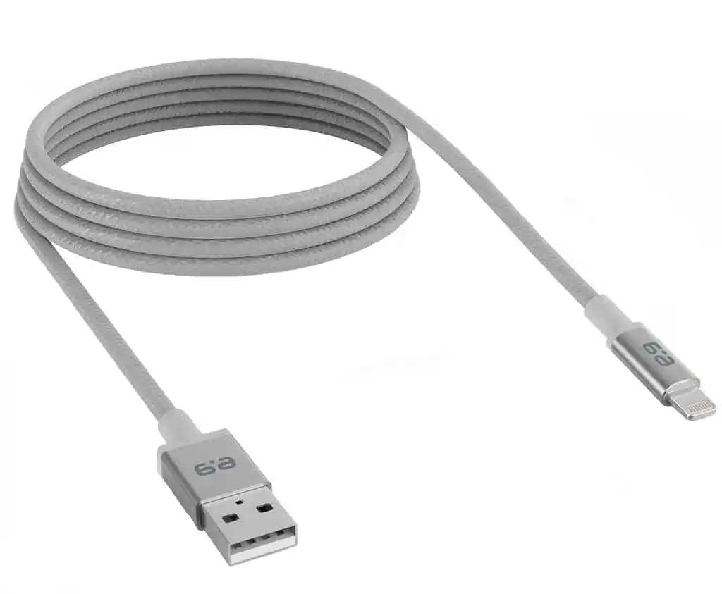 Cable Trenzado Usb A A Lightning Carga Rapida De 1.8m Marca Puregear Gris