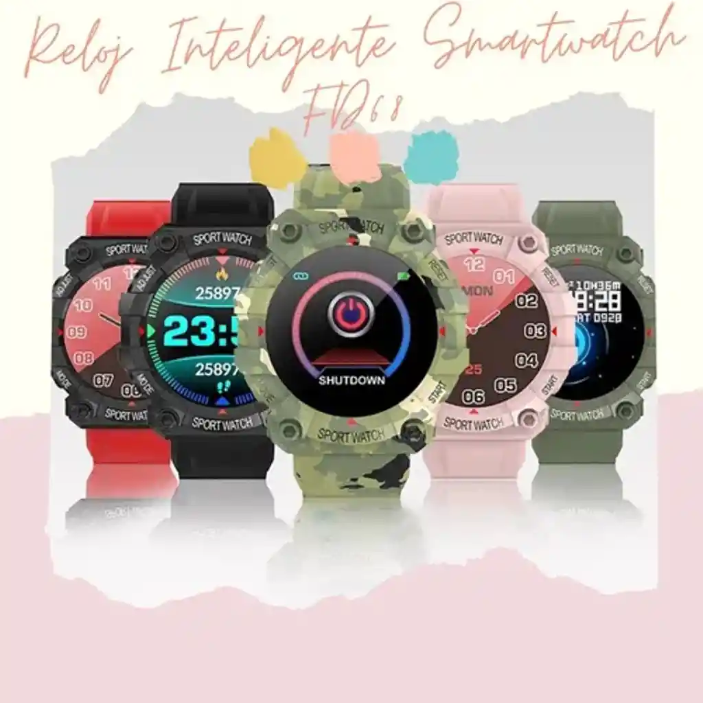 Reloj Inteligente Fd68 Deportivo Para Hombre Y Mujer