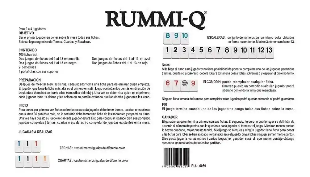 Rummi Q Juego De Mesa Caja Original Rummy Q Adultos