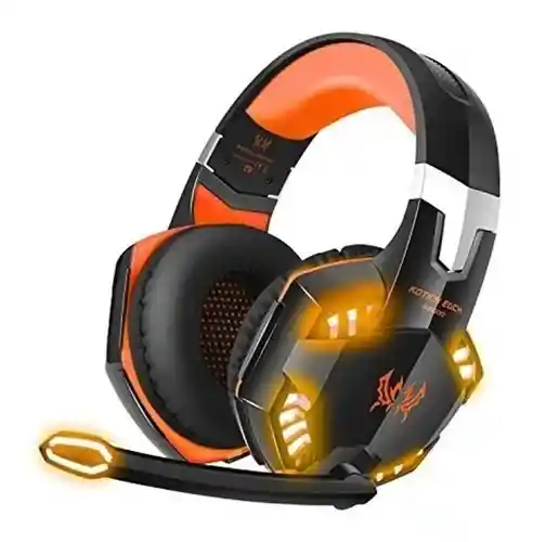 Audífonos Gamer Kotion G2000 Negro Y Naranja Con Luz Led