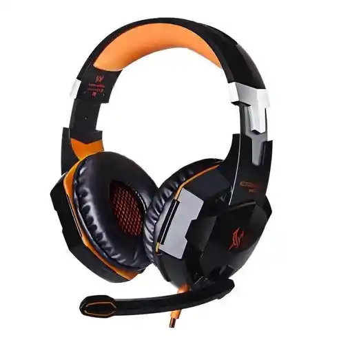 Audífonos Gamer Kotion G2000 Negro Y Naranja Con Luz Led