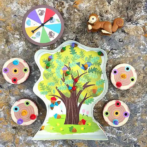 Juego De Mesa Niños Motricidad Fina Ardillas Colores