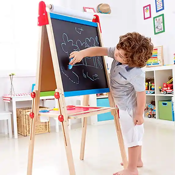 Tablero Niños Marcadores Tiza Papel Caballete 3 En 1