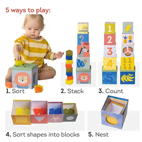 Juego Niños Bloques Para Apilar Y Encajar 5 En 1 Juguete Bebe