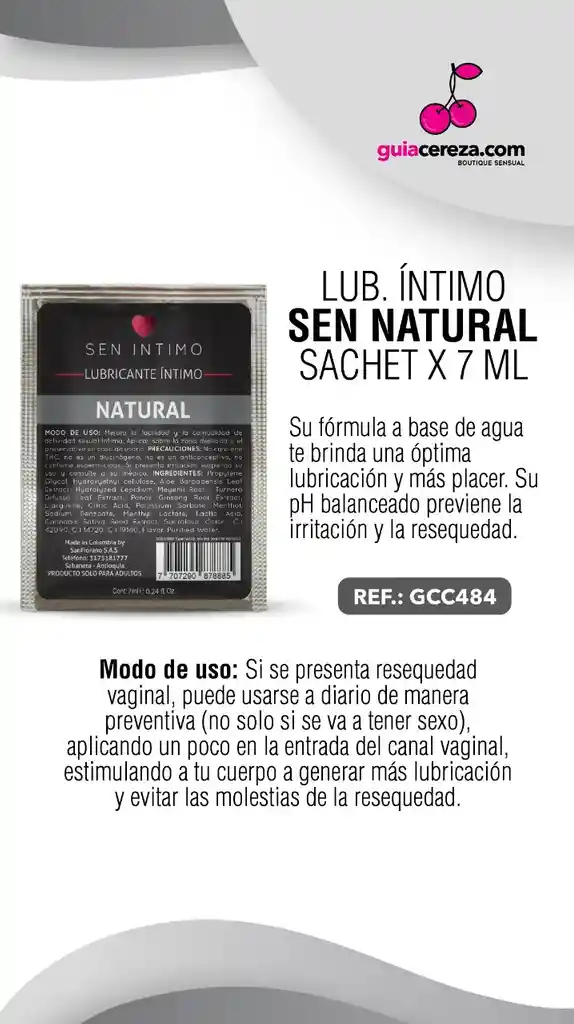 Lubricante Íntimo Sen Neutro Sachet X 7 M