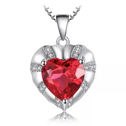 Collar Dije Corazón Con Circón Rojo Para Mujer En Plata 925