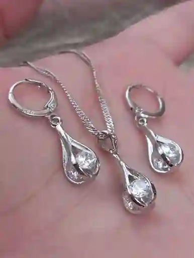 Juego De Plata 925, Joyería Aretes, Cadena Y Dije (jdp314)