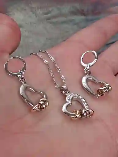 Juego De Plata 925, Joyería Aretes, Cadena Y Dije (jdp330)