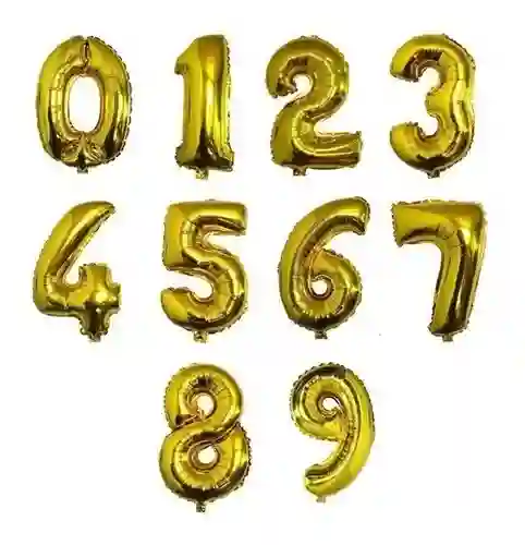 Globos De Numeros Metalizados Dorados