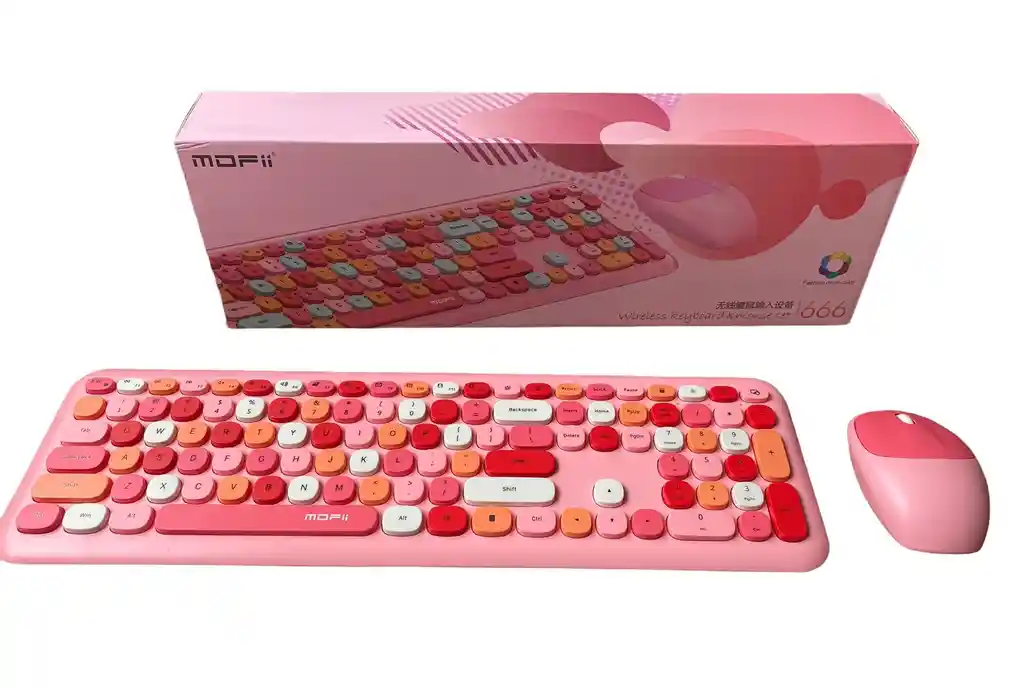 Combo Inalámbrico Teclado Y Mouse Mofii 666 Rosa