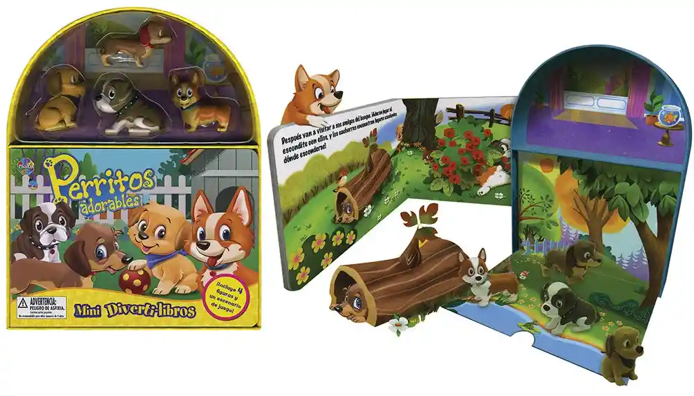 Libro Para Niños Y Juego 2 En 1 Figuras Animales Perritos