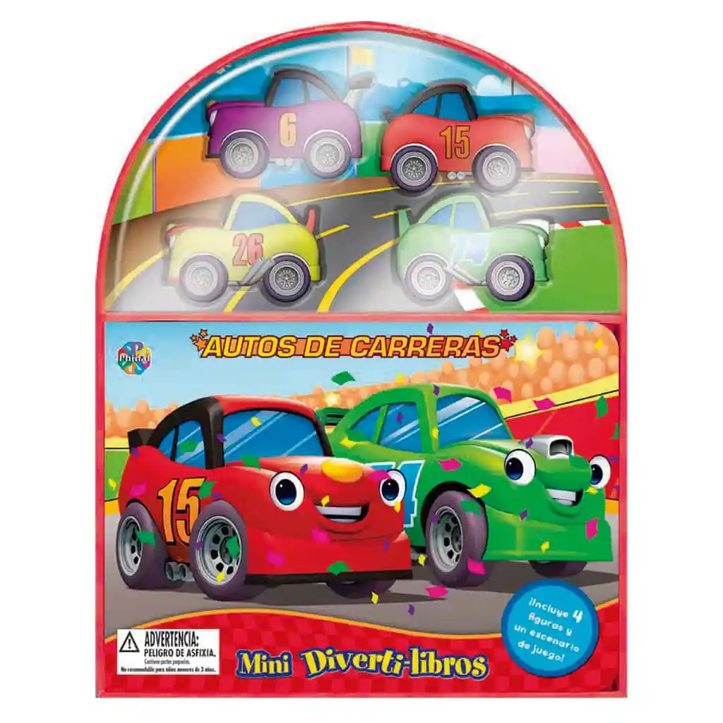 Libro Para Niños Y Juego 2 En 1 Figuras Carros De Carreras