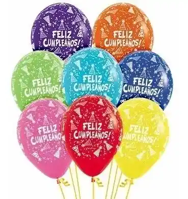 Globos Feliz Cumpleaños * 12 Unidades Surtido