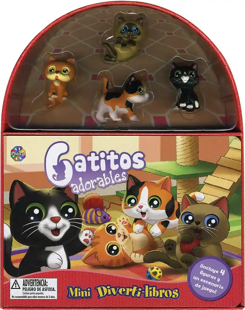 Libro Para Niñas Y Juego 2 En 1 Figuras Animales Gatos Niños