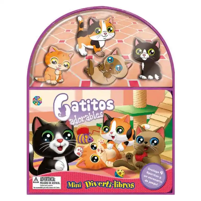 Libro Para Niñas Y Juego 2 En 1 Figuras Animales Gatos Niños