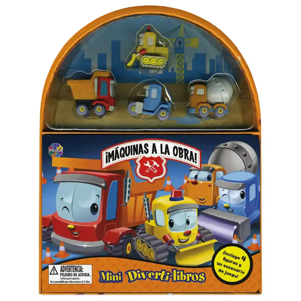 Libro Para Niños Y Juego 2 En 1 Figuras Carros Maquinas Obra