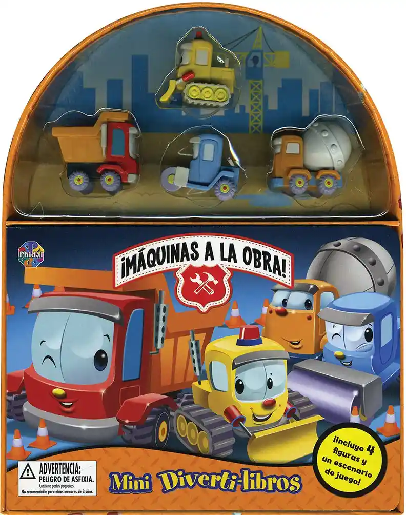 Libro Para Niños Y Juego 2 En 1 Figuras Carros Maquinas Obra