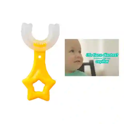 Cepillo De Dientes En Silicona Para Bebé Con Cabezal En U Estrella Amarillo