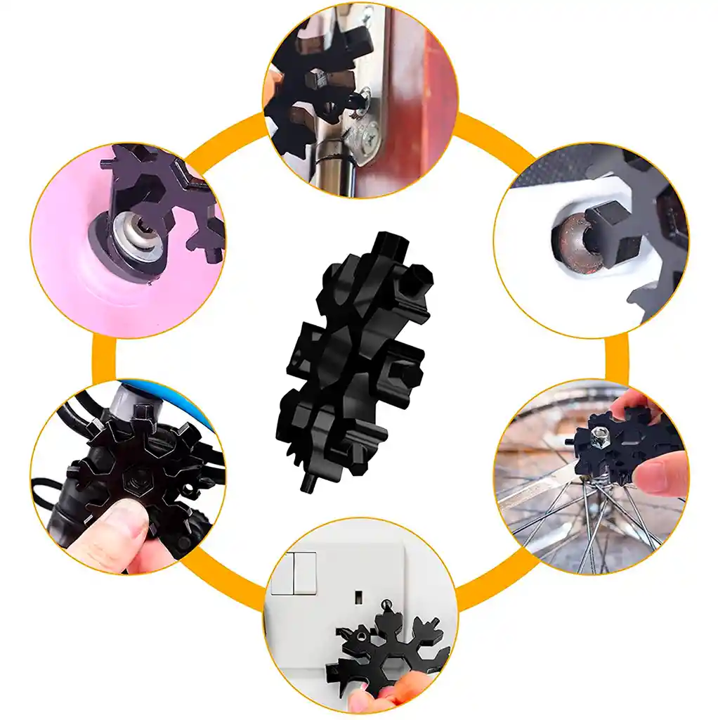 Universal Llave Copo De Nieve Hexagonal Multifuncion18 En 1 Negro