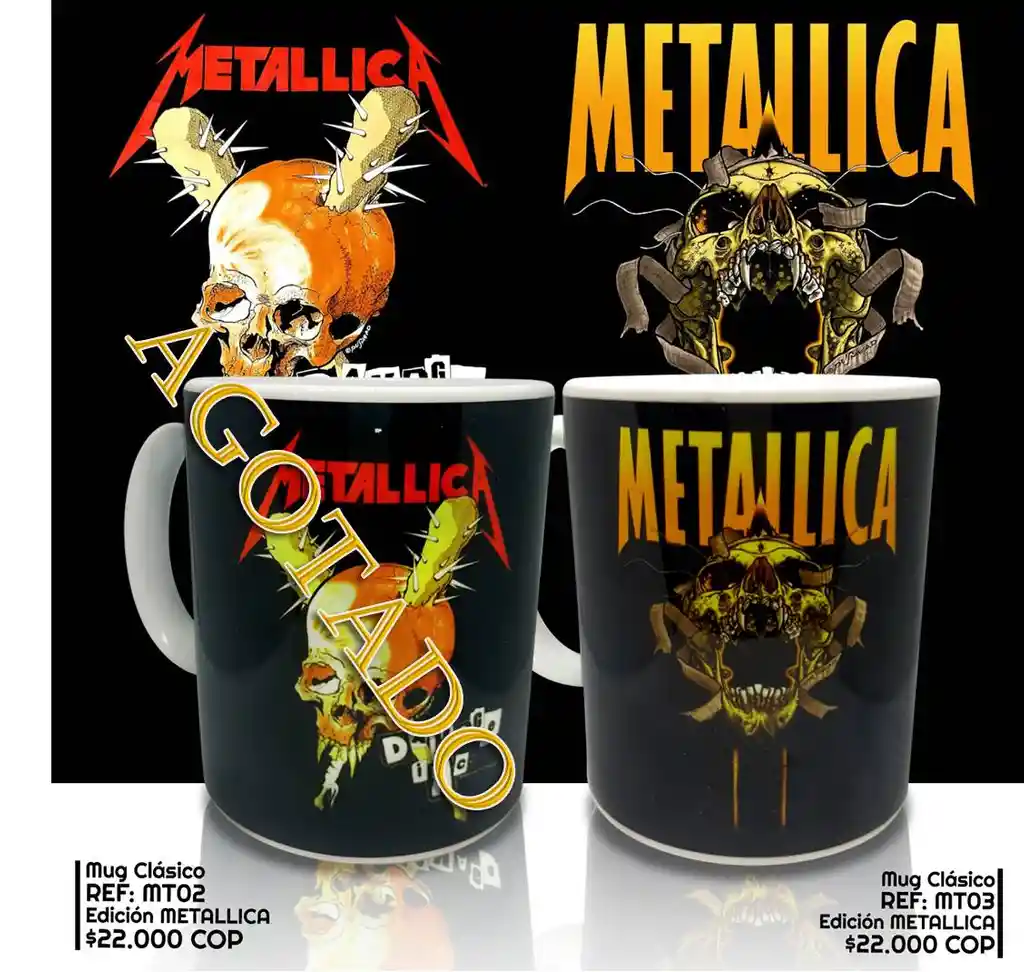 Mug Clasico Negro "metallica Skull"