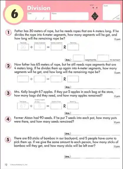 Kumon Libro Niñas Niños Problemas Matemáticos Grade 4