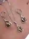 Juego Joyeria De Plata 925, Aretes Con Cadena Y Dije, Regalo Perfecto