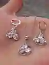 Juego Joyeria De Plata 925, Aretes Con Cadena Y Dije, Regalo Perfecto