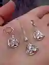 Juego Joyeria De Plata 925, Aretes Con Cadena Y Dije, Regalo Perfecto