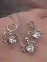 Juego Joyeria De Plata 925, Aretes Con Cadena Y Dije, Regalo Perfecto