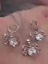 Juego Joyeria De Plata 925, Aretes Con Cadena Y Dije, Regalo Perfecto