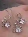 Juego Joyeria De Plata 925, Aretes Con Cadena Y Dije, Regalo Perfecto