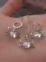 Juego Joyeria De Plata 925, Aretes Con Cadena Y Dije, Regalo Perfecto