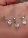 Juego Joyeria De Plata 925, Aretes Con Cadena Y Dije, Regalo Perfecto