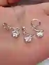 Juego Joyeria De Plata 925, Aretes Con Cadena Y Dije, Regalo Perfecto