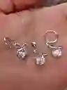 Juego Joyeria De Plata 925, Aretes Con Cadena Y Dije, Regalo Perfecto