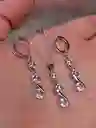 Juego Joyeria De Plata 925, Aretes Con Cadena Y Dije, Regalo Perfecto