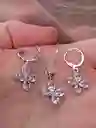 Juego Joyeria De Plata 925, Aretes Con Cadena Y Dije, Regalo Perfecto