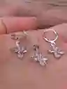 Juego Joyeria De Plata 925, Aretes Con Cadena Y Dije, Regalo Perfecto