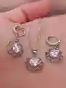 Juego Joyeria De Plata 925, Aretes Con Cadena Y Dije, Regalo Perfecto