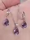 Juego Joyeria De Plata 925, Aretes Con Cadena Y Dije, Regalo Perfecto