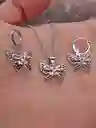 Juego Joyeria De Plata 925, Aretes Con Cadena Y Dije, Regalo Perfecto Jdp359